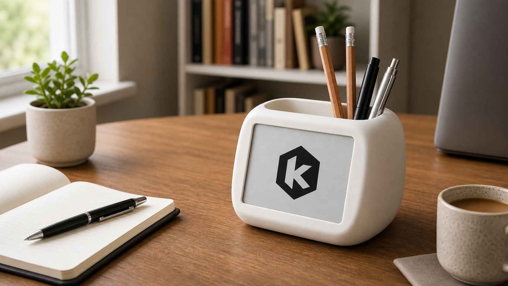 KeyeSmartCup 设备放在桌面上的产品示意图